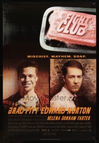 2t253 FIGHT CLUB style A advance 1sh '99 portraits of Edward Norton and Brad Pitt & bar of soap!