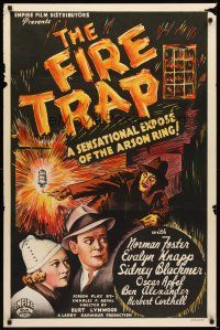 2t256 FIRE TRAP 1sh '35 cool artwork of a sensational expose of the arson ring!