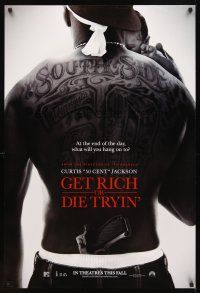 2t278 GET RICH OR DIE TRYIN' teaser DS 1sh '05 Curtis 50 Cent Jackson holding baby!