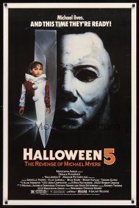 2t300 HALLOWEEN 5 1sh '89 The Revenge of Michael Myers, cool horror image!