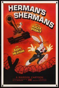 2t316 HERMAN'S SHERMANS Kilian 1sh '88 image of Roger Rabbit running from Baby Herman in tank!