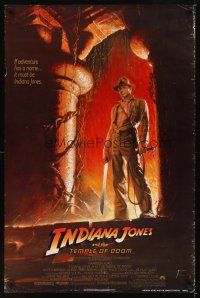 2t351 INDIANA JONES & THE TEMPLE OF DOOM 1sh '84 full-length art of Harrison Ford by Wolfe!