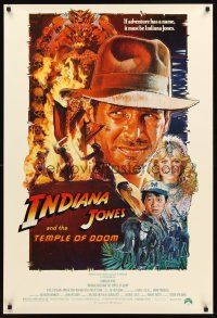 2t350 INDIANA JONES & THE TEMPLE OF DOOM 1sh '84 art of Harrison Ford & Kate Capshaw by Struzan!
