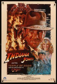 2t355 INDIANA JONES & THE TEMPLE OF DOOM video 1sh '84 art of Ford & Kate Capshaw by Struzan!
