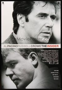 2t363 INSIDER int'l DS 1sh '99 cool image of Al Pacino & Russell Crowe!