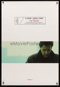 2t364 INSIDER November 5 advance DS 1sh '99 Christopher Plummer, cool image of Al Pacino!