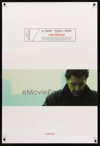 2t362 INSIDER coming soon style advance DS 1sh '99 Michael Mann, cool close-up of Al Pacino!