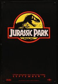 2t386 JURASSIC PARK Aust teaser 1sh '93 Steven Spielberg, Richard Attenborough re-creates dinosaurs!