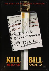 2t392 KILL BILL: VOL. 2 teaser 1sh '04 Quentin Tarantino, cool image of katana through hit list!