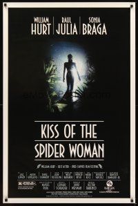 2t395 KISS OF THE SPIDER WOMAN 1sh '85 cool artwork of sexy Sonia Braga in spiderweb dress!