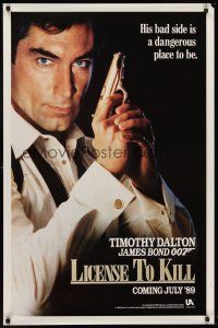 2t412 LICENCE TO KILL s-style teaser 1sh '89 cool image of Timothy Dalton as James Bond!