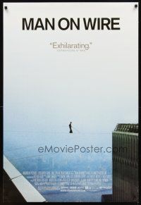 2t444 MAN ON WIRE DS 1sh '08 tightrope walking documentary, Philippe Petit, wild image!