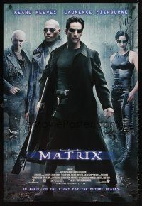 2t458 MATRIX advance DS 1sh '99 Keanu Reeves, Carrie-Anne Moss, Laurence Fishburne, Wachowski Bros!