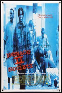2t464 MENACE II SOCIETY DS 1sh '93 Hughes Brothers, the real truth about gang violence!