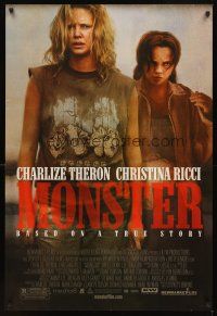 2t472 MONSTER 1sh '04 Christina Ricci, image of Charlize Theron as serial killer!