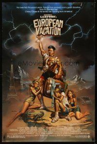 2t498 NATIONAL LAMPOON'S EUROPEAN VACATION 1sh '85 Boris Vallejo art with strongman Chevy Chase!