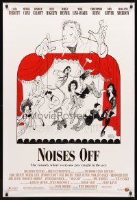 2t505 NOISES OFF DS 1sh '92 great wacky Al Hirschfeld art of cast as puppets!