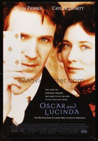 2t518 OSCAR & LUCINDA 1sh '97 cool image of Ralph Fiennes w/playing card, Cate Blanchett!