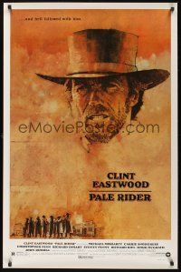 2t520 PALE RIDER 1sh '85 great artwork of cowboy Clint Eastwood by C. Michael Dudash!