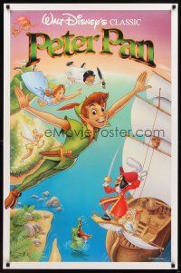 2t525 PETER PAN 1sh R89 Walt Disney animated cartoon fantasy classic, great art of cast!
