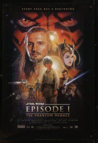 2t529 PHANTOM MENACE style B 1sh '99 George Lucas, Star Wars Episode I, art by Drew!