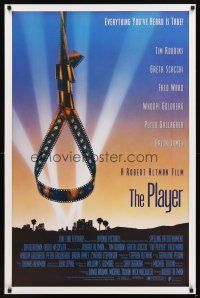 2t535 PLAYER 1sh '92 Robert Altman, Tim Robbins, great image of noose made of film!