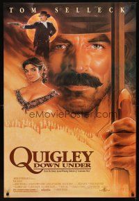 2t548 QUIGLEY DOWN UNDER 1sh '91 art of Tom Selleck & Laura San Giacomo by Chorney!