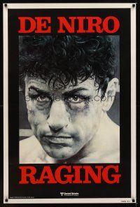 2t549 RAGING BULL teaser 1sh '80 Martin Scorsese, classic close up boxing image of Robert De Niro!