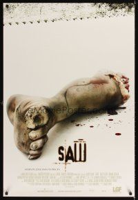 2t594 SAW int'l DS 1sh '04 Cary Elwes, Danny Glover, Monica Potter, gory image of leg!