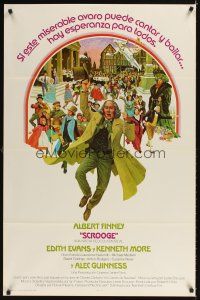 2t607 SCROOGE Spanish/U.S. 1sh '71 Albert Finney as Ebenezer Scrooge, Charles Dickens, art of cast!