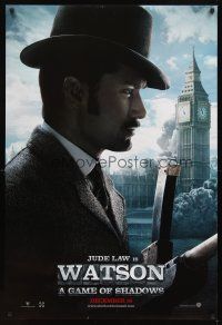 2t618 SHERLOCK HOLMES: A GAME OF SHADOWS teaser DS 1sh '11 Jude Law as Watson!