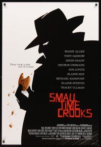 2t634 SMALL TIME CROOKS int'l DS 1sh '00 Woody Allen, cool art of criminal in fedora w/cookie!
