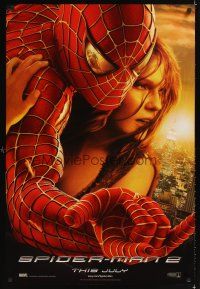 2t653 SPIDER-MAN 2 int'l teaser DS 1sh '04 cool image of Tobey Maguire & Kirsten Dunst, sacrifice!
