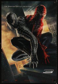 2t663 SPIDER-MAN 3 textured style DS teaser 1sh '07 Tobey Maguire in red & black costumes!