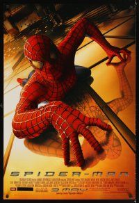2t649 SPIDER-MAN advance DS 1sh '02 Tobey Maguire crawling up wall, Sam Raimi, Marvel Comics!
