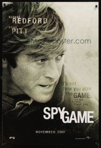 2t666 SPY GAME teaser DS 1sh '01 great close-up of Robert Redford, it's how the game plays you!