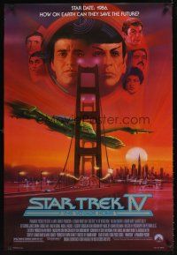 2t677 STAR TREK IV 1sh '86 cool art of Leonard Nimoy & William Shatner by Bob Peak!