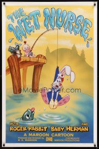 2t768 WET NURSE Kilian 1sh '88 Baby Herman goes fishing w/Roger Rabbit as the bait!