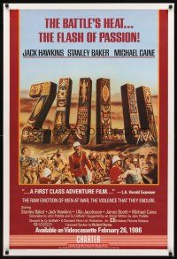 2t801 ZULU video 1sh R86 Stanley Baker & Michael Caine classic, dwarfing the mightiest!