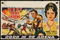 2r561 COLOSSUS OF THE ARENA Belgian '63 cool art of Mark Forest as Maciste with trident!