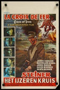 2r564 CROSS OF IRON Belgian '77 Sam Peckinpah, art of James Coburn as Nazi soldier!