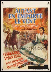 2r580 GONE WITH THE WIND Belgian R54 Clark Gable, Vivien Leigh, great different artwork!