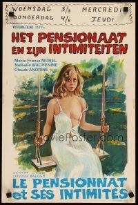 2r593 LE PENSIONNAT ET SES INTIMITES Belgian '75 art of sexy nearly topless girl in swing!