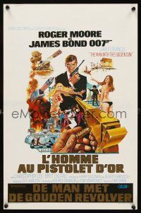 2r600 MAN WITH THE GOLDEN GUN Belgian '74 art of Roger Moore as James Bond by Robert McGinnis!