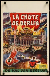 2r614 PADENIYE BERLINA Belgian '49 Mikheil Chiaureli, fiery art of Nazi downfall!