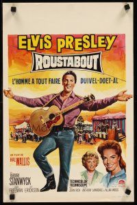 2r629 ROUSTABOUT Belgian '64 art of roving, restless, reckless Elvis Presley with guitar!