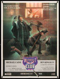 2r656 WITHOUT A CLUE Belgian '88 great artwork of Michael Caine & Ben Kingsley on the case!