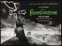 2r807 FRANKENWEENIE advance DS British quad '12 Tim Burton, horror image of wacky graveyard!