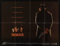 2r871 UNFORGIVEN British quad '92 gunslinger Clint Eastwood, Morgan Freeman, Gene Hackman!