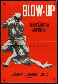 2r099 BLOW-UP Swiss commercial poster '67 Antonioni, David Hemmings straddles sexy model Verushka!
